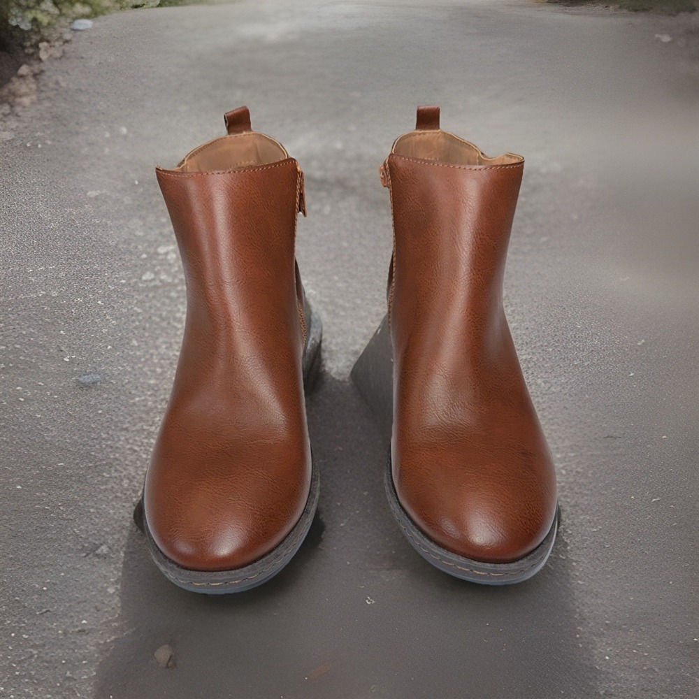 b.o.c Born Ossett Women's Size 9.5M Brown Ankle Booties‎ Zipper Block Heel NWOB